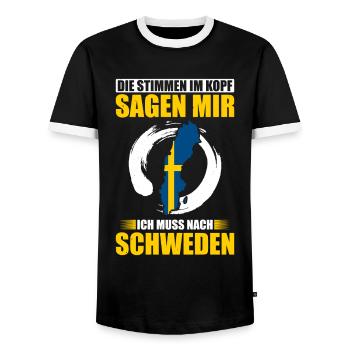 Die Stimmen Im Kopf Sagen Mir Ich Mss Nach Schwede - Männer Kontrast-T-Shirt - Schwarz/Weiß - Vorne - AI Model Female 172 light (172cm) & AI Model Male 178 light (178cm)