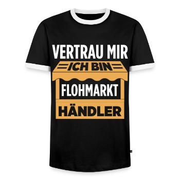Vertrau Mir Ich Bin Flohmarkt Händler - Männer Kontrast-T-Shirt - Schwarz/Weiß - Vorne - AI Model Female 172 light (172cm) & AI Model Male 178 light (178cm)