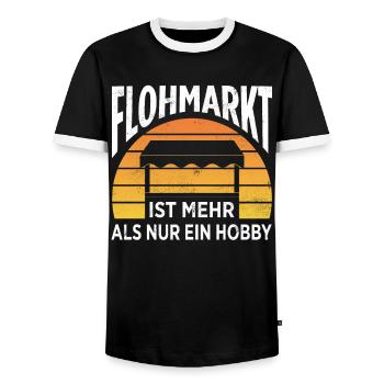 Flohmarkt Ist Mehr Als Nur Ein Hobby - Männer Kontrast-T-Shirt - Schwarz/Weiß - Vorne - AI Model Female 172 light (172cm) & AI Model Male 178 light (178cm)