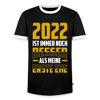 2022 Ist Immer Noch Besser Als Meine Erste Ehe - Männer Kontrast-T-Shirt - Schwarz/Weiß - Vorne - AI Model Female 172 light (172cm) & AI Model Male 178 light (178cm)