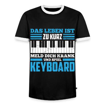 Das Leben Ist Zu Kurz Meld Dich Krank Und Spiel Ke - Männer Kontrast-T-Shirt - Schwarz/Weiß - Vorne - AI Model Female 172 light (172cm) & AI Model Male 178 light (178cm)