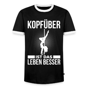 Kopfüber Ist Das Leben Besser - Männer Kontrast-T-Shirt - Schwarz/Weiß - Vorne - AI Model Female 172 light (172cm) & AI Model Male 178 light (178cm)