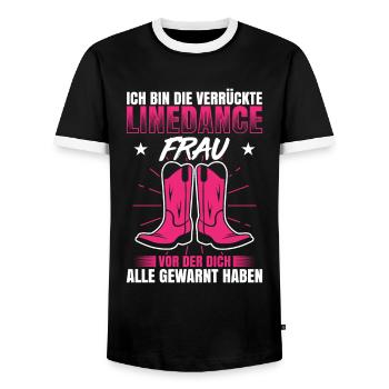 Ich Bin Die Verrückte Linedance Frau Vor Der Dich - Männer Kontrast-T-Shirt - Schwarz/Weiß - Vorne - AI Model Female 172 light (172cm) & AI Model Male 178 light (178cm)