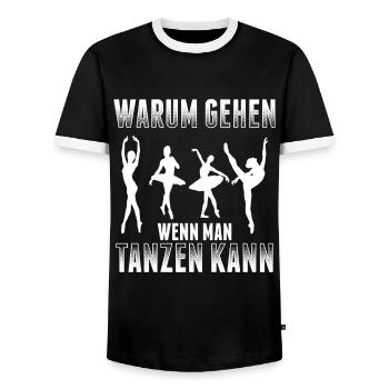 Warum Gehen Wenn Man Tanzen Kann - Männer Kontrast-T-Shirt - Schwarz/Weiß - Vorne - AI Model Female 172 light (172cm) & AI Model Male 178 light (178cm)