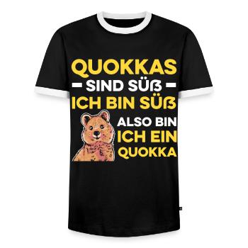 Quokkas Sind Süß Ich Bin Süß Also Bin Ich Ein Quok - Männer Kontrast-T-Shirt - Schwarz/Weiß - Vorne - AI Model Female 172 light (172cm) & AI Model Male 178 light (178cm)