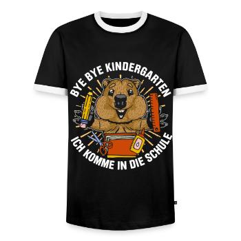 Bye Bye Kindergarten Ich Komme In Die Schule - Männer Kontrast-T-Shirt - Schwarz/Weiß - Vorne - AI Model Female 172 light (172cm) & AI Model Male 178 light (178cm)