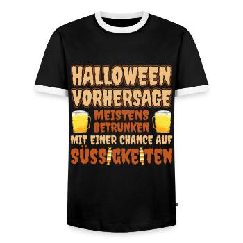 Halloween Vorhersage Meistens Betrunken Mit Einer - Männer Kontrast-T-Shirt - Schwarz/Weiß - Vorne - AI Model Female 172 light (172cm) & AI Model Male 178 light (178cm)
