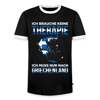 Ich Brauche Keine Therapie Ich Muss Nur Nach Griec - Männer Kontrast-T-Shirt - Schwarz/Weiß - Vorne - AI Model Female 172 light (172cm) & AI Model Male 178 light (178cm)