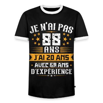 Je n'ai pas 88 ans, Cadeau d'anniversaire 88 ans - T-shirt contrasté Homme - noir/blanc - Devant - AI Model Female 172 light (172cm) & AI Model Male 178 light (178cm)