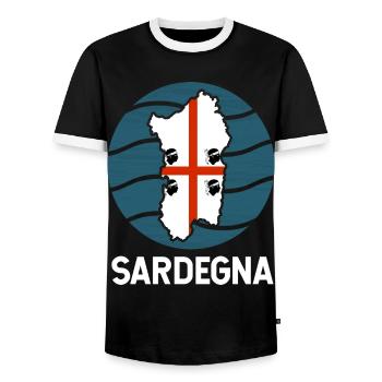 Drapeau de la Sardaigne - T-shirt contrasté Homme - noir/blanc - Devant - AI Model Female 172 light (172cm) & AI Model Male 178 light (178cm)