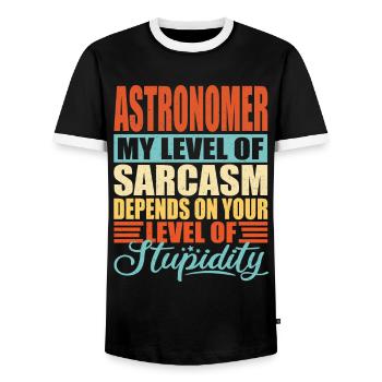 Sarcasme d’astronome Drôle d’astronome - T-shirt contrasté Homme - noir/blanc - Devant - AI Model Female 172 light (172cm) & AI Model Male 178 light (178cm)