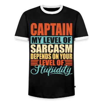 Captain sarcasm Funny captain - Men's Ringer Shirt - black/white - Front - AI Model Female 172 light (172cm) & AI Model Male 178 light (178cm)