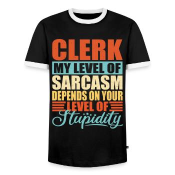 Sachbearbeiter Angestellter Büro Beamter - Männer Kontrast-T-Shirt - Schwarz/Weiß - Vorne - AI Model Female 172 light (172cm) & AI Model Male 178 light (178cm)