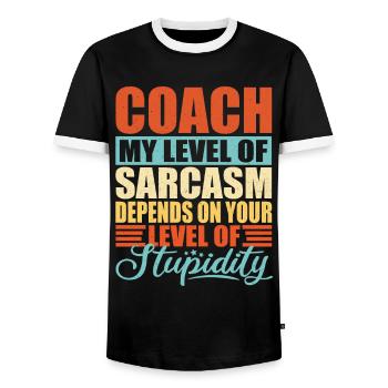 Coach Trainer sarcasm Funny Trainer - Men's Ringer Shirt - black/white - Front - AI Model Female 172 light (172cm) & AI Model Male 178 light (178cm)
