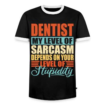 Dentist sarcasm Funny dentist - Men's Ringer Shirt - black/white - Front - AI Model Female 172 light (172cm) & AI Model Male 178 light (178cm)