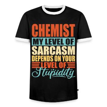 Chemist sarcasm Funny chemist - Men's Ringer Shirt - black/white - Front - AI Model Female 172 light (172cm) & AI Model Male 178 light (178cm)