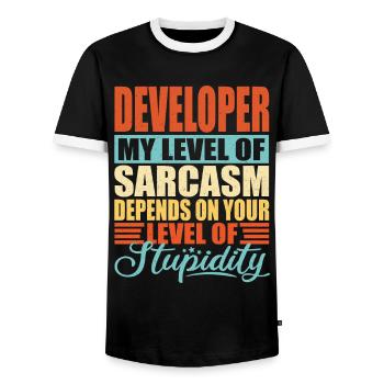 Developer Software Developer Computer Scientist Coder - Men's Ringer Shirt - black/white - Front - AI Model Female 172 light (172cm) & AI Model Male 178 light (178cm)