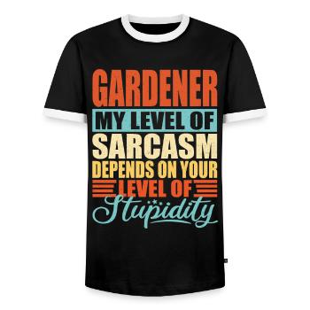 Gardener sarcasm Funny gardener - Men's Ringer Shirt - black/white - Front - AI Model Female 172 light (172cm) & AI Model Male 178 light (178cm)