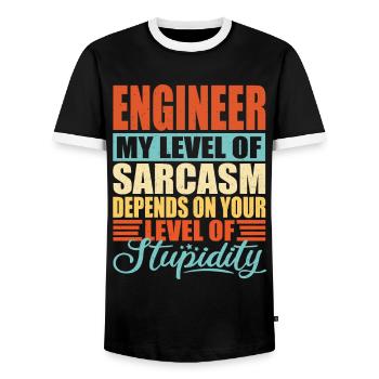 Engineer sarcasm Funny engineer - Men's Ringer Shirt - black/white - Front - AI Model Female 172 light (172cm) & AI Model Male 178 light (178cm)