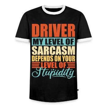 Driver sarcasm Funny driver - Men's Ringer Shirt - black/white - Front - AI Model Female 172 light (172cm) & AI Model Male 178 light (178cm)