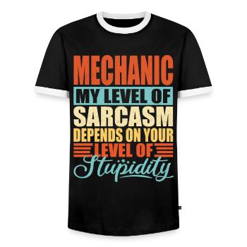 Mechanic sarcasm Funny mechanic - Men's Ringer Shirt - black/white - Front - AI Model Female 172 light (172cm) & AI Model Male 178 light (178cm)