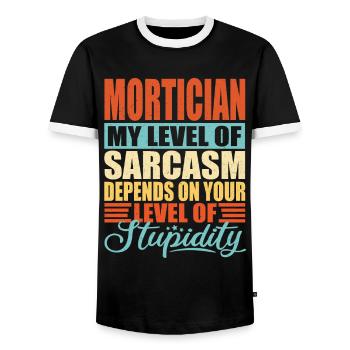 Undertaker Gravedigger Mortician profession - Men's Ringer Shirt - black/white - Front - AI Model Female 172 light (172cm) & AI Model Male 178 light (178cm)