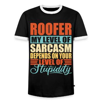 Roofer sarcasm Funny roofer - Men's Ringer Shirt - black/white - Front - AI Model Female 172 light (172cm) & AI Model Male 178 light (178cm)