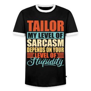 Seamstress Seamstress Schneider Gift - Men's Ringer Shirt - black/white - Front - AI Model Female 172 light (172cm) & AI Model Male 178 light (178cm)
