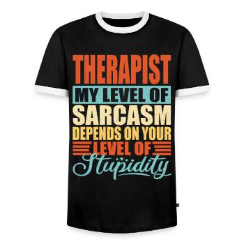 Therapeut sarkasmus - Männer Kontrast-T-Shirt - Schwarz/Weiß - Vorne - AI Model Female 172 light (172cm) & AI Model Male 178 light (178cm)