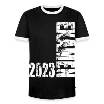 Examen 2023 Vintage Design - Männer Kontrast-T-Shirt - Schwarz/Weiß - Vorne - AI Model Female 172 light (172cm) & AI Model Male 178 light (178cm)