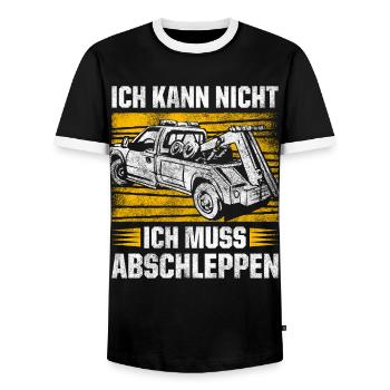 Ich Kann Nicht Ich Muss Abschleppen Geschenk - Männer Kontrast-T-Shirt - Schwarz/Weiß - Vorne - AI Model Female 172 light (172cm) & AI Model Male 178 light (178cm)
