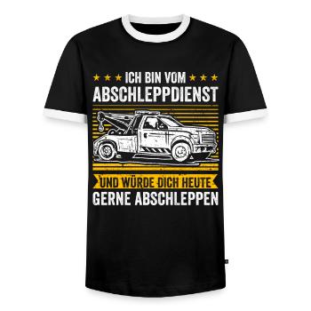 Abschleppdienst Und Würde Dich Gerne Abschleppen - Männer Kontrast-T-Shirt - Schwarz/Weiß - Vorne - AI Model Female 172 light (172cm) & AI Model Male 178 light (178cm)