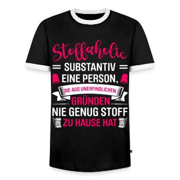 Stoffaholic Nähmaschine Nähen Näherin Näher - Männer Kontrast-T-Shirt - Schwarz/Weiß - Vorne - AI Model Female 172 light (172cm) & AI Model Male 178 light (178cm)