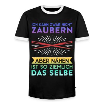 Zwar Nicht Zaubern Aber Nähen Ist Das Selbe - Männer Kontrast-T-Shirt - Schwarz/Weiß - Vorne - AI Model Female 172 light (172cm) & AI Model Male 178 light (178cm)