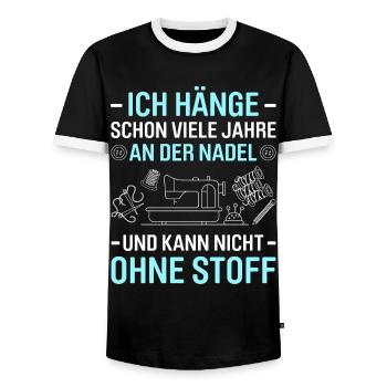 Schon Jahre An Der Nadel Kann Nicht Ohne Stoff - Männer Kontrast-T-Shirt - Schwarz/Weiß - Vorne - AI Model Female 172 light (172cm) & AI Model Male 178 light (178cm)