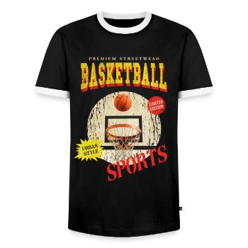 Basketteur Basketteur Basket Dunking Sport Vintage - T-shirt contrasté Homme - noir/blanc - Devant - AI Model Female 172 light (172cm) & AI Model Male 178 light (178cm)