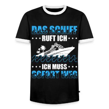 Das Schiff Ruft Ich Ich Muss Sofort Weg - Männer Kontrast-T-Shirt - Schwarz/Weiß - Vorne - AI Model Female 172 light (172cm) & AI Model Male 178 light (178cm)