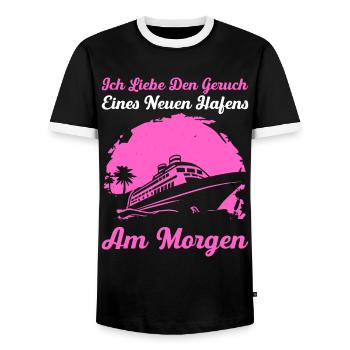 Ich Liebe Den Geruch Eines Neuen Hafens Am Morgen - Männer Kontrast-T-Shirt - Schwarz/Weiß - Vorne - AI Model Female 172 light (172cm) & AI Model Male 178 light (178cm)