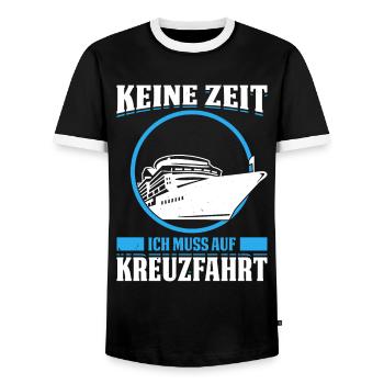 Keine Zeit Ich Muss Auf Kreuzfahrt Urlaub - Männer Kontrast-T-Shirt - Schwarz/Weiß - Vorne - AI Model Female 172 light (172cm) & AI Model Male 178 light (178cm)