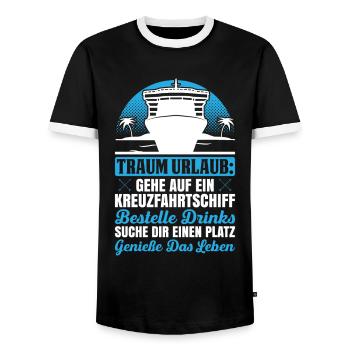 Traum Urlaub: Gehe Auf Ein Kreuzfahrtschiff - Männer Kontrast-T-Shirt - Schwarz/Weiß - Vorne - AI Model Female 172 light (172cm) & AI Model Male 178 light (178cm)