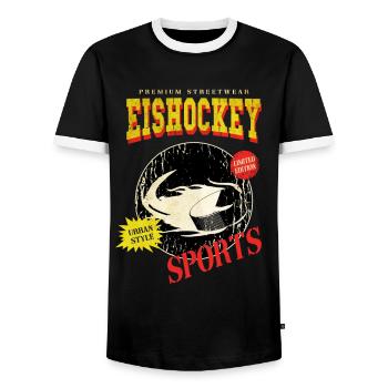 Rondelle de hockey sur glace Puck de hockey sur glace Vintage Rétro - T-shirt contrasté Homme - noir/blanc - Devant - AI Model Female 172 light (172cm) & AI Model Male 178 light (178cm)