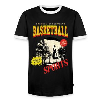 Basketteur Basketteur Dunking Sport Vintage - T-shirt contrasté Homme - noir/blanc - Devant - AI Model Female 172 light (172cm) & AI Model Male 178 light (178cm)