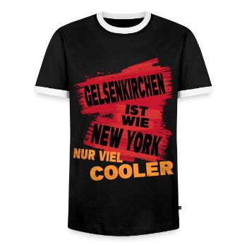 Gelsenkirchen Deutschland Spruch Ist Wie New York - Männer Kontrast-T-Shirt - Schwarz/Weiß - Vorne - AI Model Female 172 light (172cm) & AI Model Male 178 light (178cm)