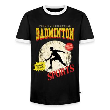 Badminton Federball Sport Spieler Vintage Retro - Männer Kontrast-T-Shirt - Schwarz/Weiß - Vorne - AI Model Female 172 light (172cm) & AI Model Male 178 light (178cm)