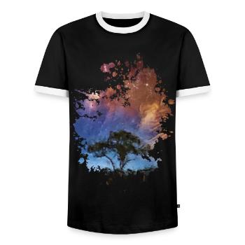 Baum bei Nacht - Männer Kontrast-T-Shirt - Schwarz/Weiß - Vorne - AI Model Female 172 light (172cm) & AI Model Male 178 light (178cm)