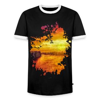 Landschaft - Männer Kontrast-T-Shirt - Schwarz/Weiß - Vorne - AI Model Female 172 light (172cm) & AI Model Male 178 light (178cm)