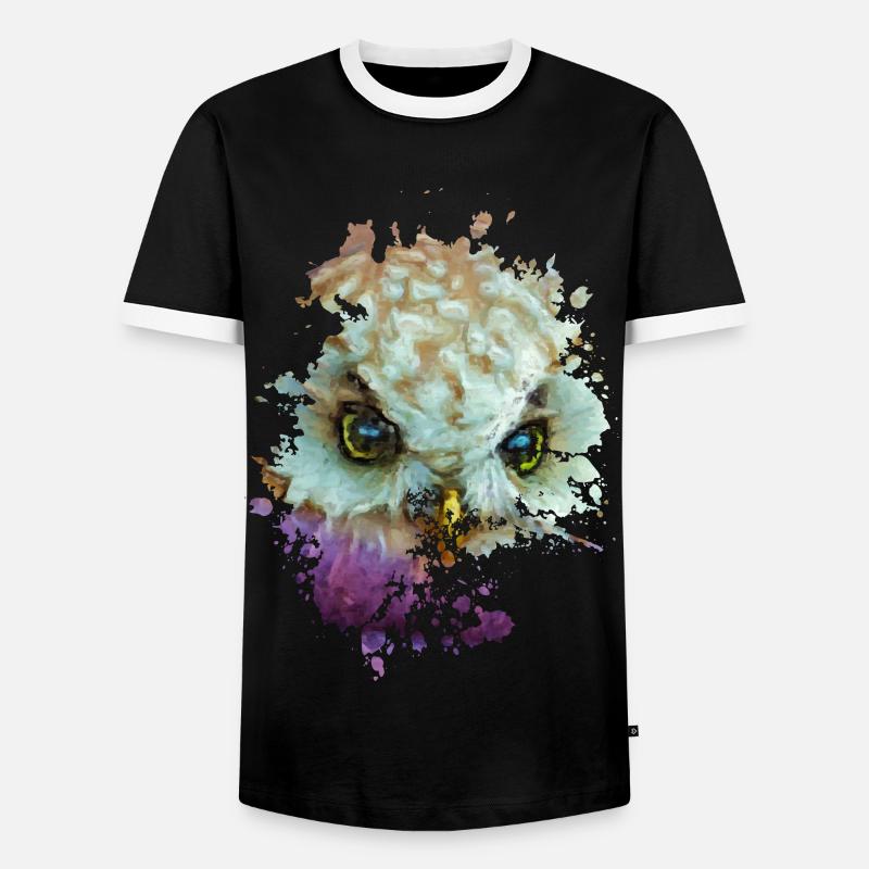 Eule - Männer Kontrast-T-Shirt - Schwarz/Weiß