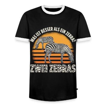 Was ist besser als ein Zebra? Zwei Zebras - Männer Kontrast-T-Shirt - Schwarz/Weiß - Vorne - AI Model Female 172 light (172cm) & AI Model Male 178 light (178cm)