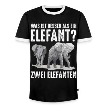 Was ist besser als ein Elefant? Zwei Elefanten - Männer Kontrast-T-Shirt - Schwarz/Weiß - Vorne - AI Model Female 172 light (172cm) & AI Model Male 178 light (178cm)