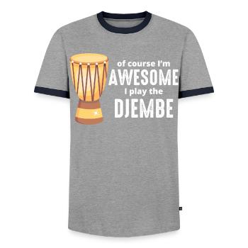 Djembe Player Drummer Music Drum Musician - Men's Ringer Shirt - grey/navy  - Front - AI Model Female 172 light (172cm) & AI Model Male 178 light (178cm)